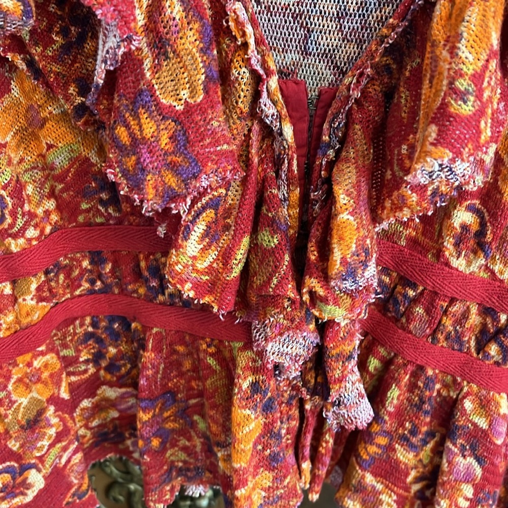 Free People boho chic ruffle top M - Picture 6 of 6